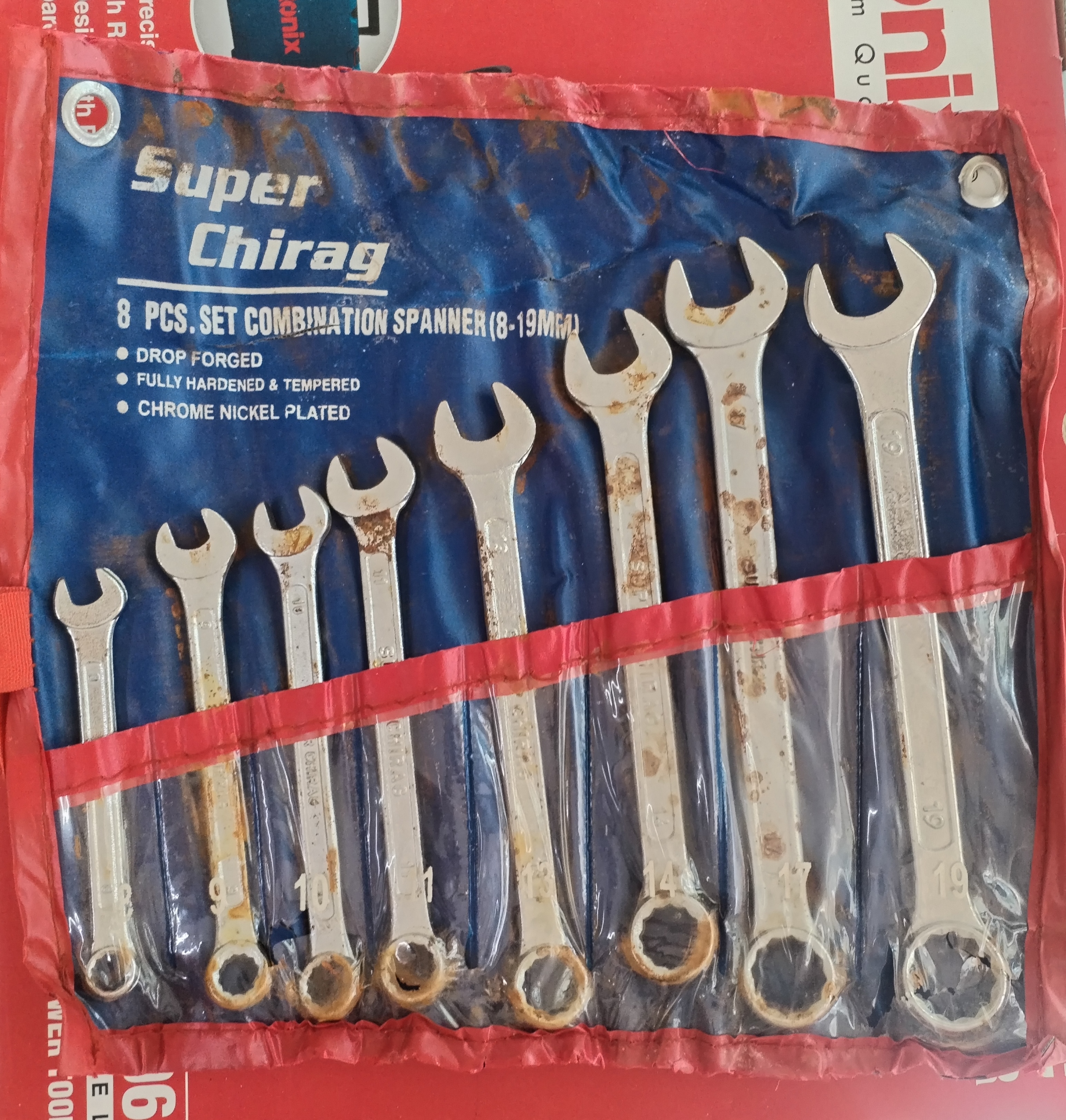 ست 8 عددی آچار یکسر رینگی سایز 8 تا 19 مدل super chirag 8PS