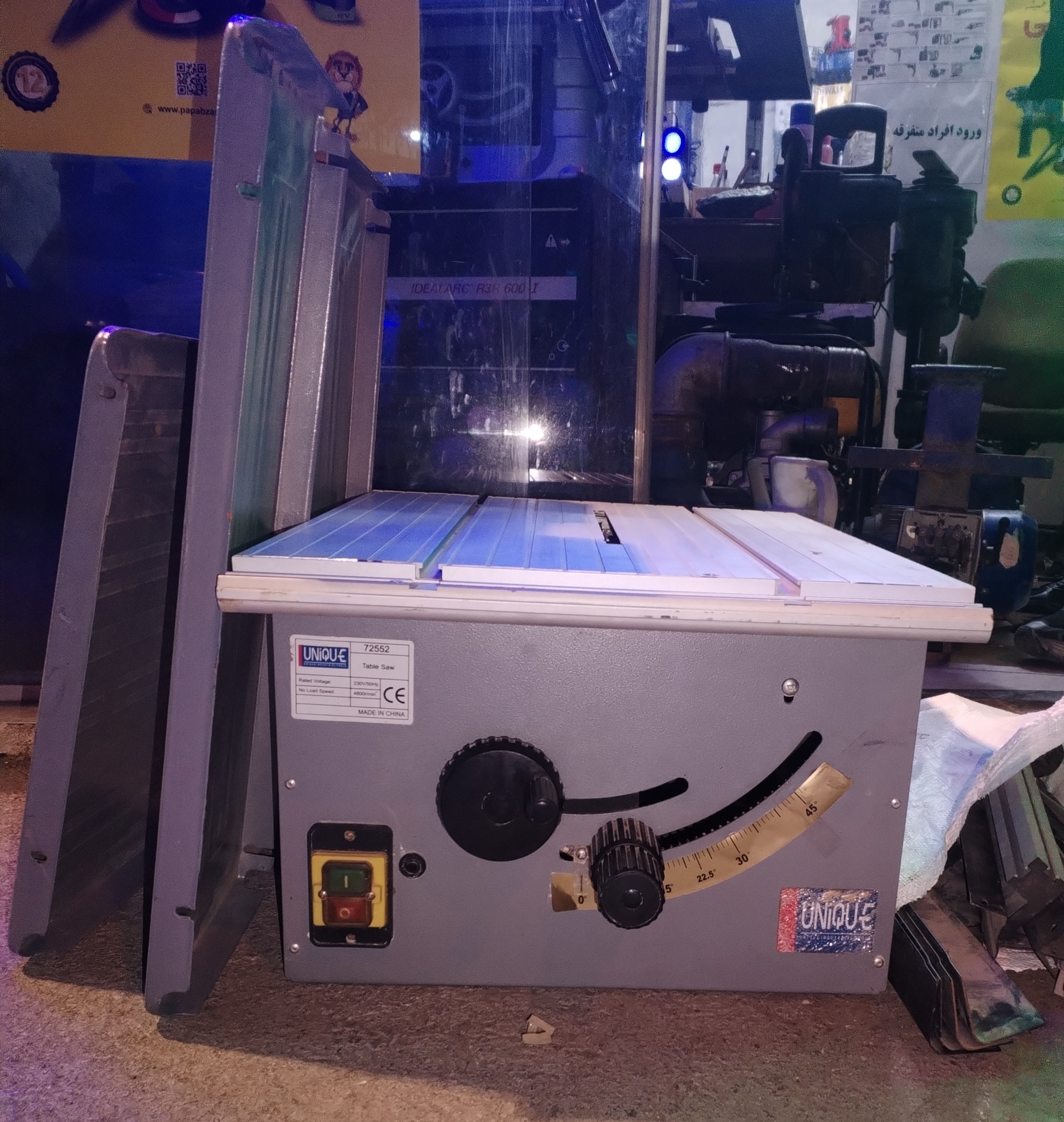 اره میزی 4800 دور یونیک سری قدیم اصلی مدل UNIQUE 72552 همراه تیغه در حد نو